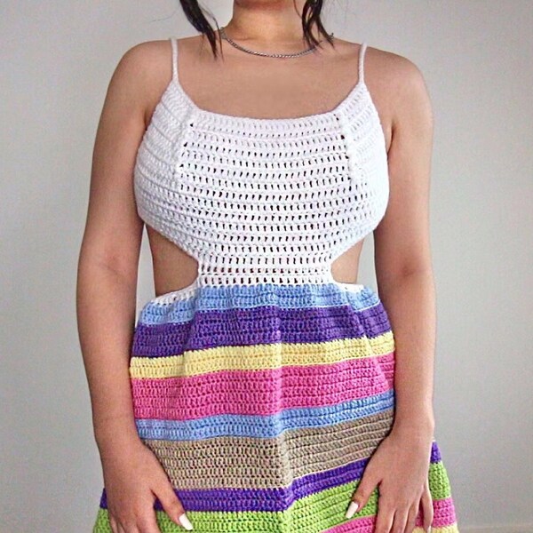 Crochet Cut Out Dress Etsy