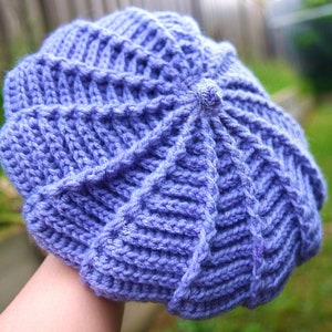 Easy Beret Hat Crochet PATTERN (Size Adjustable)