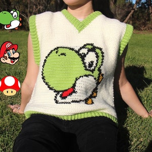 Crochet Yoshi + Mario + Toad Vest (3 in 1)