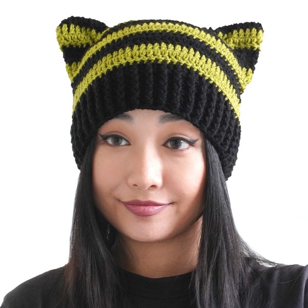 Bonnet au crochet avec oreilles de chat