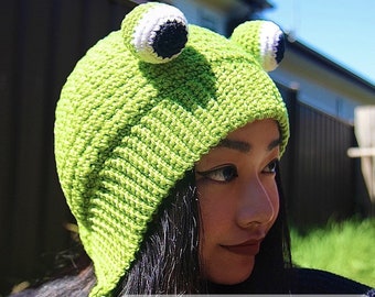 Froggy Pompom Hat Crochet PATTERN