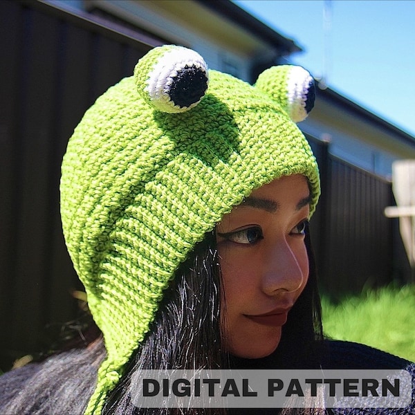 Froggy Pompom Hat Crochet PATTERN