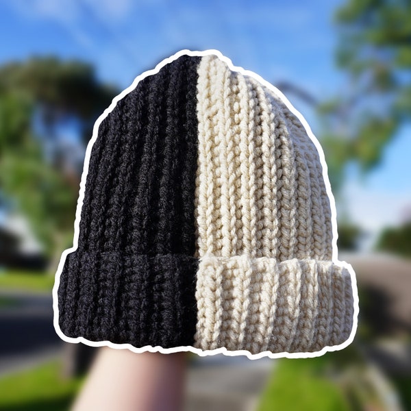 Knitlook Beanie Crochet PATTERN 2 Tone