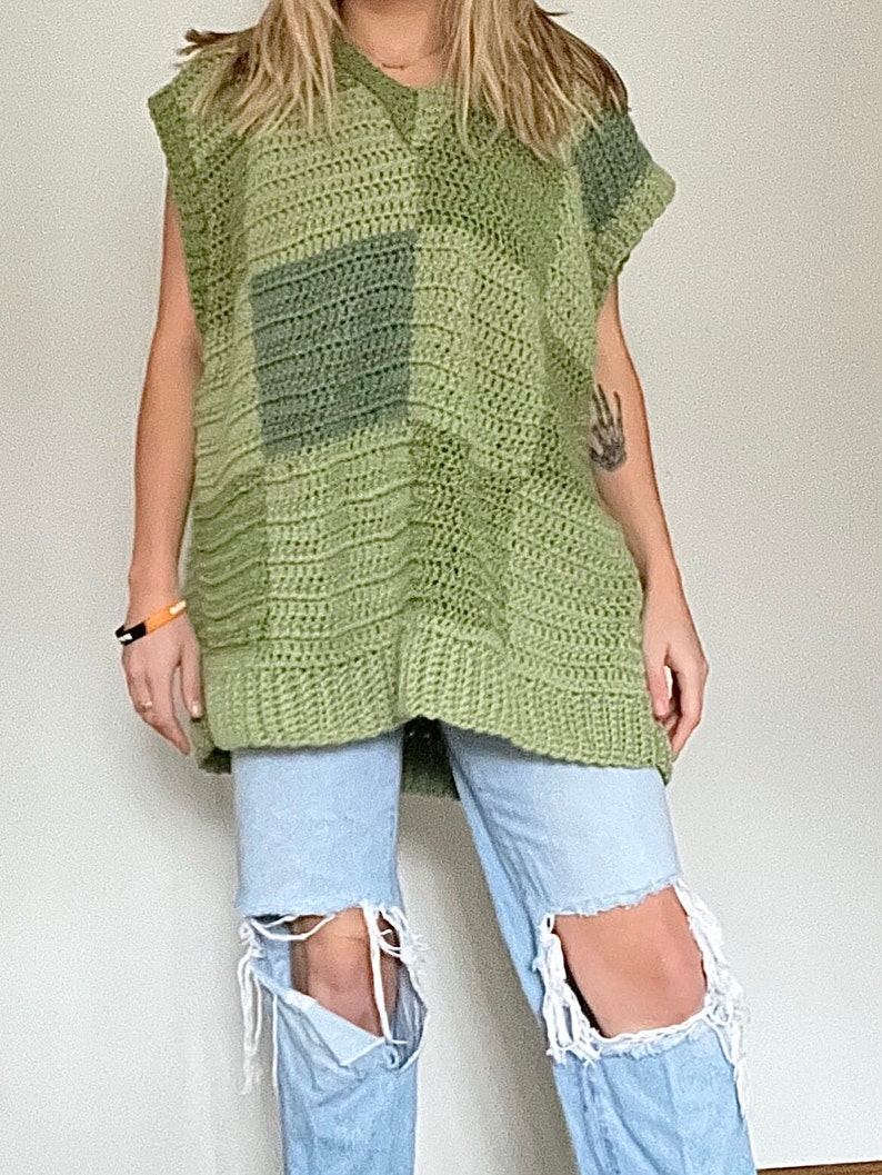Checkered Vest Oversized CROCHET PATTERN wednesday Inspired - Etsy