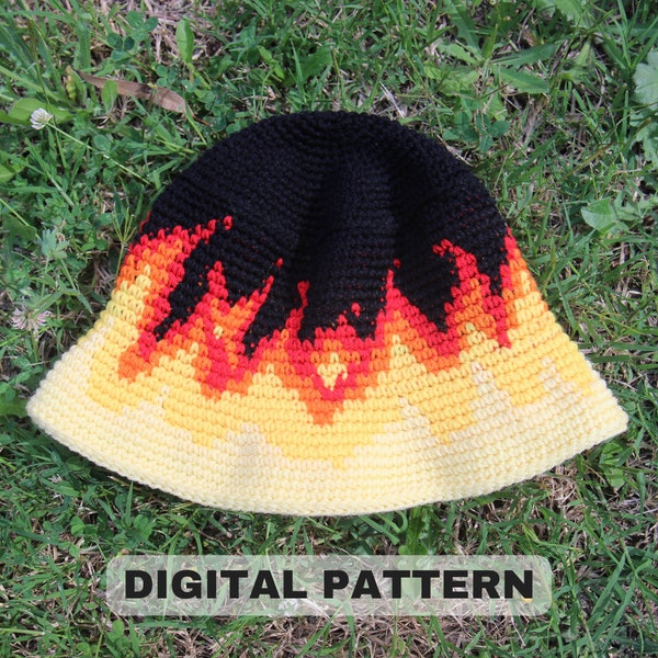 Flame Bucket Hat Crochet PATTERN (Size Adjustable)