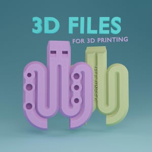 May include: 3D printed model of a purple octopus with a green octopus in the background. The text "3D FILES FOR 3D PRINTING" is at the top of the image.