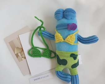Handmade Crochet Bikini Top for Bikini Bottom Buddies |Pop Mart|SpongeBob|toy clothes|doll cothes|gift|valentines|christmas|birthday|fun