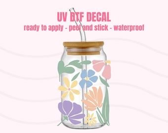 Flower UV DTF Sticker | Cup Decal | Decal | Ready To Apply | No Heat Needed  | Waterproof | Permanent Adhesive #95