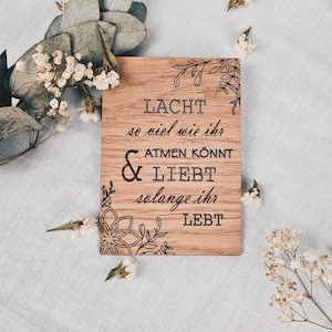Holzkarte Hochzeit | Lacht, Liebt & Lebt  | Hochzeitskarte | Glückwunschkarte zur Hochzeit | Hochzeitsgeschenk