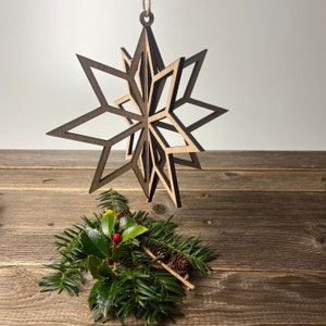 Wooden star | 3D | Wood | Oak | minimalist | Christmas decoration | Advent decoration | Christmas decoration | Poinsettia