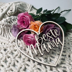 Herz - Beste Mama | Muttertag | Mama | Liebe | Muttertagsgeschenk | Geschenk | Herz aus Holz