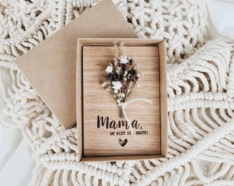 Holzkarte Mama du bist die Beste | Muttertag | Mama | Liebe | Muttertagsgeschenk | Geschenk | Trockenblumen