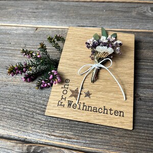 Holzkarte  Frohe Weihnachten | Weihnachtskarte | Weihnachtsgeschenk | Karte mit Trockenblumen | Weihnachtsgruß | Geschenkbox | Xmas