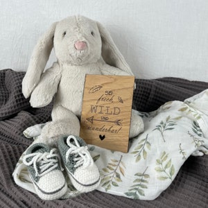 Holzkarte zur Geburt | sei frech, wild & wunderbar | Glückwunschkarte | Karte zur Geburt | Baby | kleines Wunder | Geburtstag | Kinder