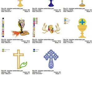 Paquete de diseños de bordado, 54 bordados religiosos, bordados bíblicos, diseños cristianos, diseño de apliques, Descarga instantánea imagen 6