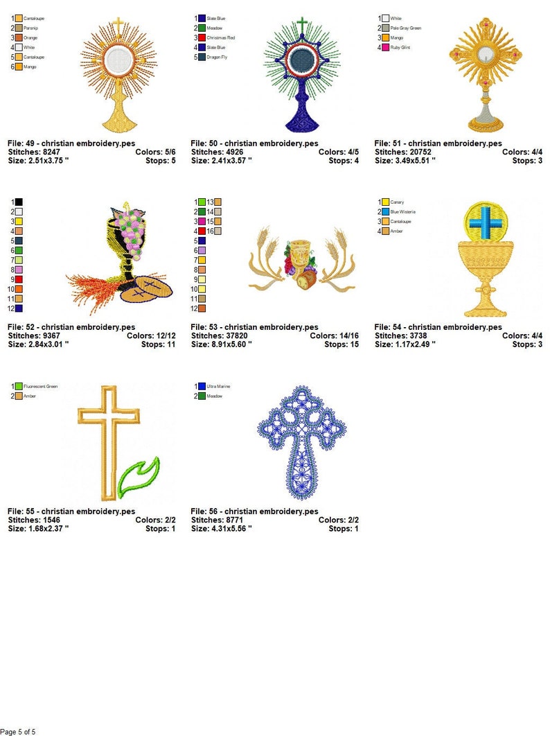 Paquete de diseños de bordado, 54 bordados religiosos, bordados bíblicos, diseños cristianos, diseño de apliques, Descarga instantánea imagen 6