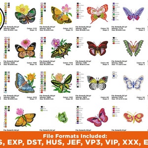 60 butterflies embroidery designs – butterfly - embroidery pattern - butterfly embroidery - embroidery design - instant download
