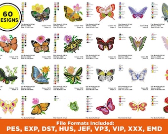 60 butterflies embroidery designs – butterfly - embroidery pattern - butterfly embroidery - embroidery design - instant download