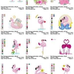 Puede incluir: Un conjunto de 10 dise&ntilde;os de bordado que representan flamencos rosas en varias poses. Los dise&ntilde;os incluyen un flamenco con una corona, un flamenco con un osito de peluche, un flamenco con un lazo, un flamenco con un coraz&oacute;n y un flamenco con una estrella. Los dise&ntilde;os son perfectos para a&ntilde;adir un toque de fantas&iacute;a a tus proyectos.