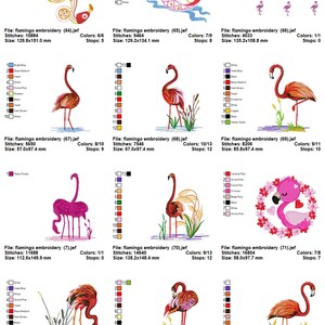 Puede incluir: Un conjunto de 10 dise&ntilde;os de bordado que representan flamencos rosas en varias poses. Los dise&ntilde;os incluyen un flamenco con una corona de flores, un flamenco de pie en el agua y un flamenco con la cabeza gacha. Los dise&ntilde;os son perfectos para crear proyectos de bordado &uacute;nicos y personalizados.