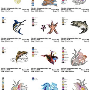 94 Fishing Embroidery Designs - fish hook embroidery- fisherman embroidery - fish - fishing pole - embroidery pattern - Instant Download