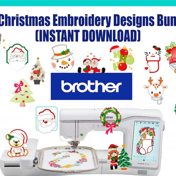 171 dessins de broderie de Noël Bundle, comprend des appliques, différentes tailles de cerceaux, des dessins de bébé de Noël (TÉLÉCHARGEMENT INSTANTANÉ)