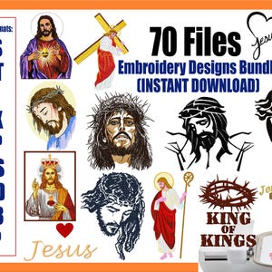 70 Stickdateien, Antlitz Christi, Heiliges Herz, religiöse Designs, Jesus Stickmuster, christliche Kunst, sofortiger Download