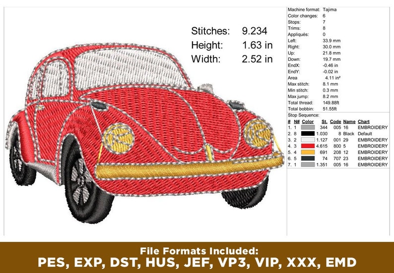 3 Embroidery Designs Volkswagen Car Embroidery Designs - Etsy
