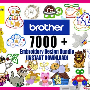 Diseños de bordado Mega Bundle para archivos Brother 7000, diseños PES, patrón de bordado, bordado lindo, diseño de apliques, descarga instantánea