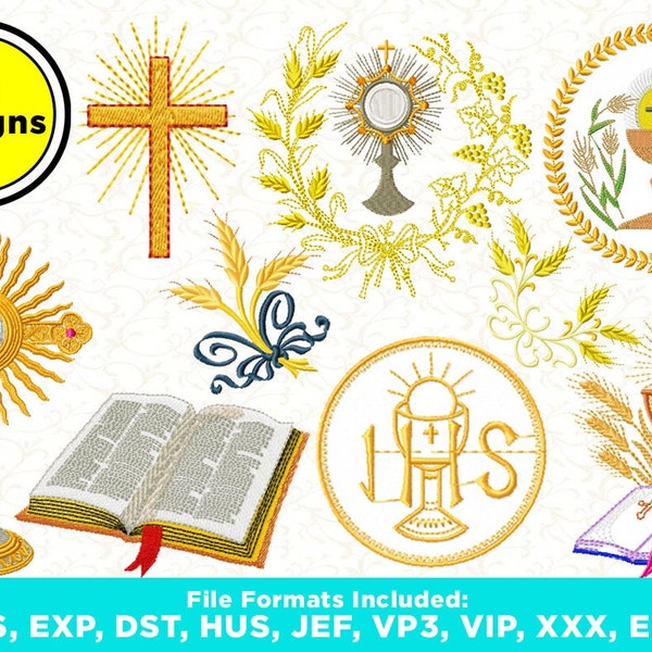 Stickmuster-Bundle, 54 religiöse Stickereien, Bibelstickerei, christliche Designs, Applikationsdesign, Sofortiger Download