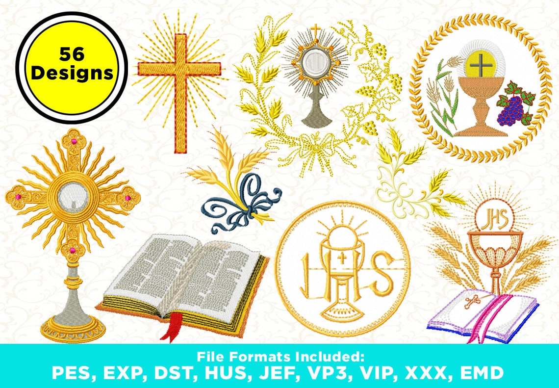 Embroidery designs bundle, 54 Religious Embroidery, bible embroidery, christian designs, applique design, Instant Download