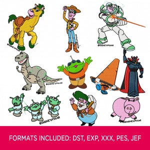 40 Toy Story Machine Embroidery Designs  pes, jef, exp, xxx, dst. hus