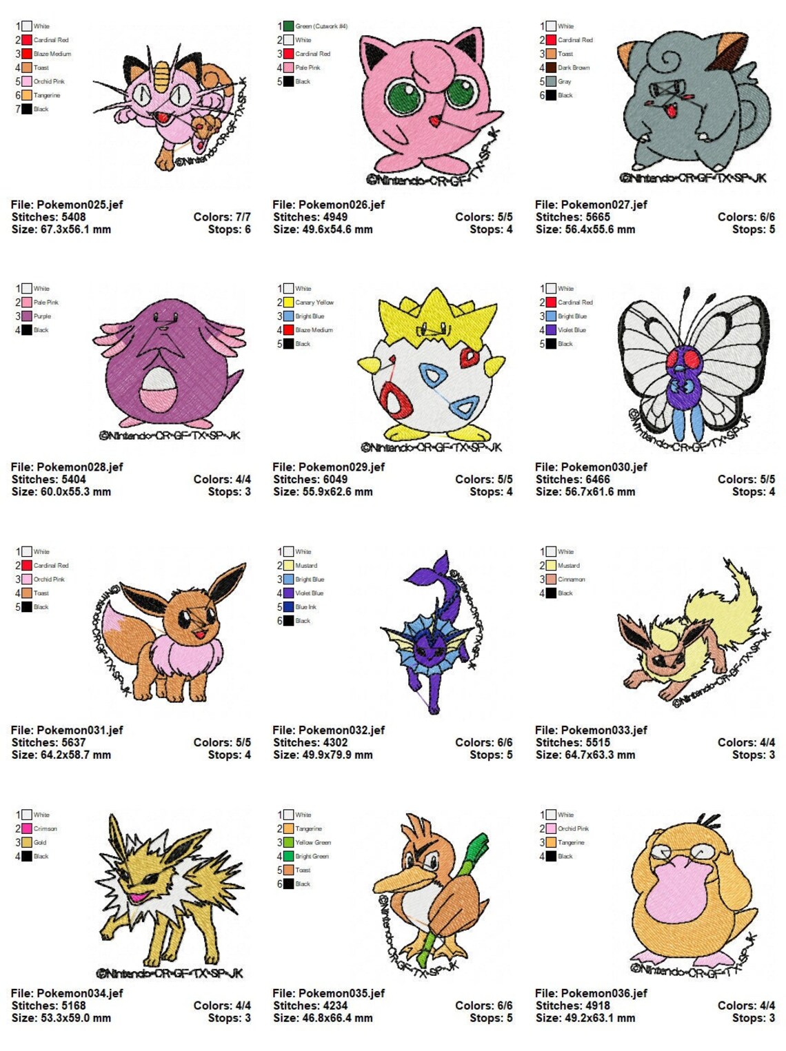 Pokemon Machine Embroidery Designs 75 Designs Instant Etsy