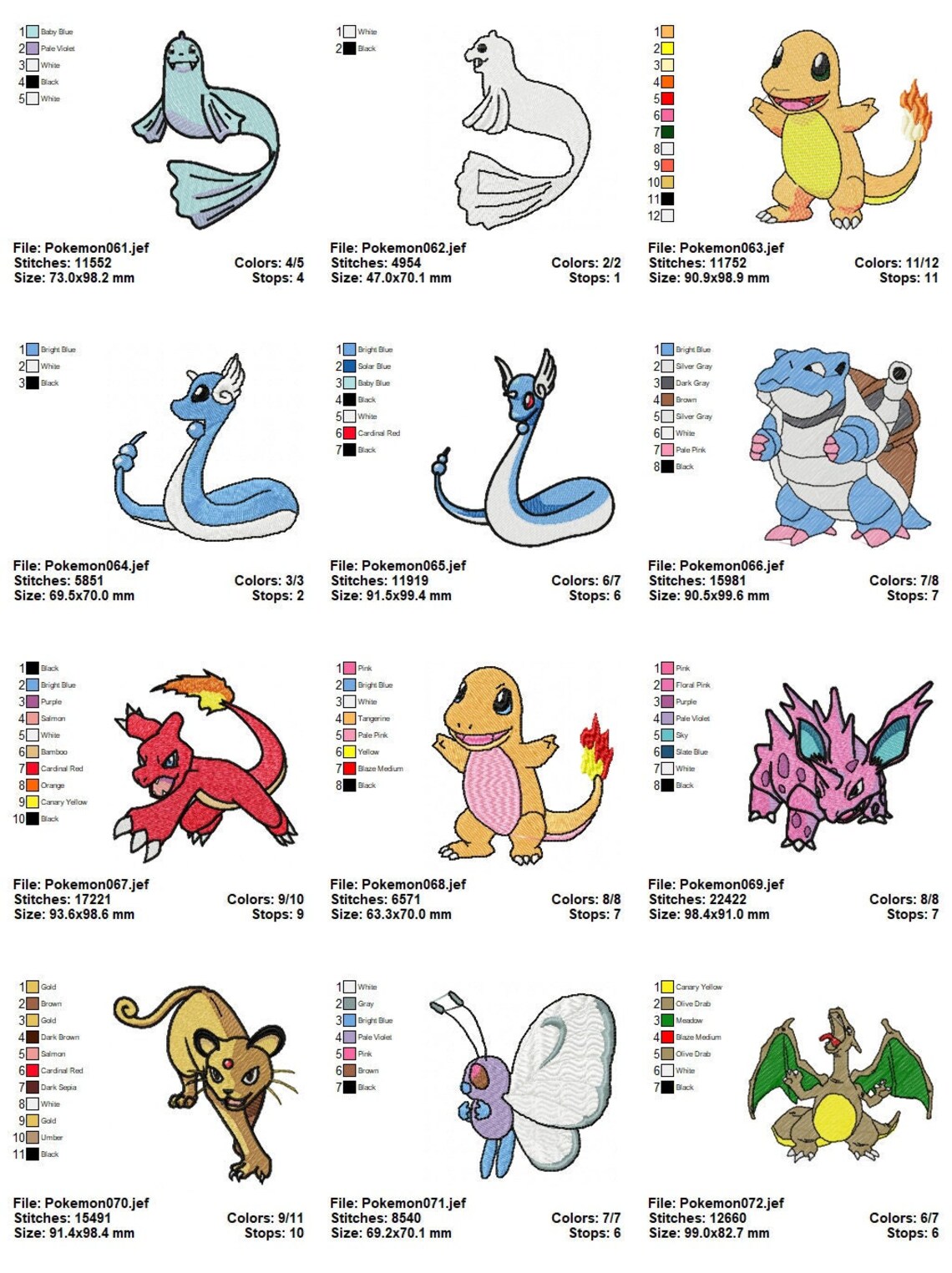 Pokemon Machine Embroidery Designs 75 Designs Instant | Etsy