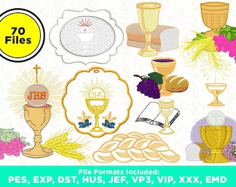 70 Chalice Embroidery Designs - Eucharist & Communion - Catholic Embroidery Files - Religious mbroidery Collection - Instant Download