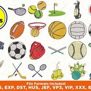 Sport Symbols - 38 Designs Bundle - Sport Balls - Machine Embroidery Design - Instant Download