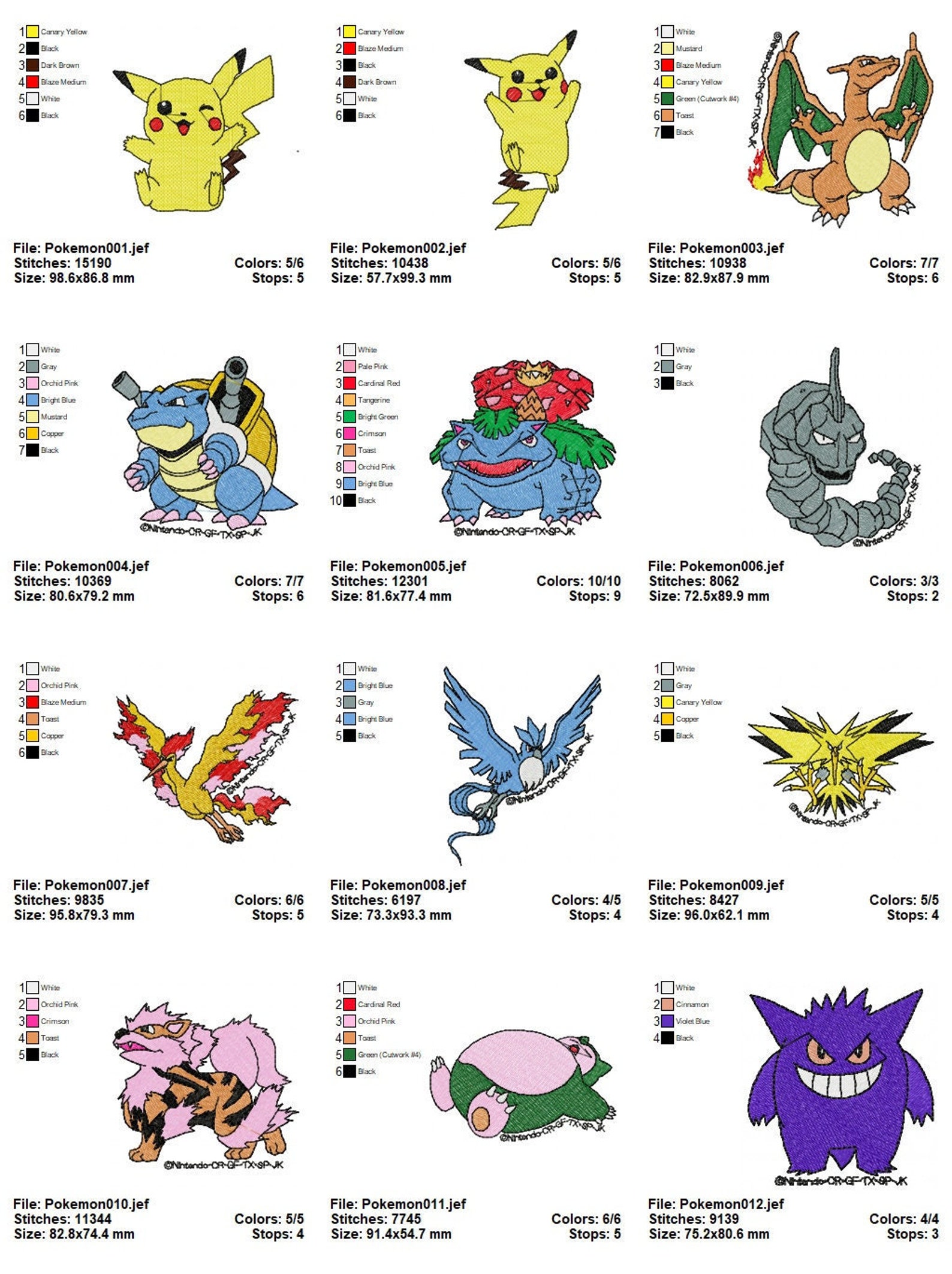 Pokemon Machine Embroidery Designs 75 Designs Instant | Etsy