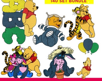 Pooh & friends embroidery design - 140 set Bundle - instant download Pes, Jef, xxx, hus, exp, vip, vp3