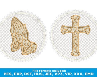 2 embroidery designs - Praying Hands - prayer embroidery - faith embroidery - christian design - embroidery hand - Instant Download