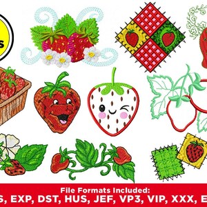 30 embroidery designs - Strawberry Embroidery Designs - Strawberry applique design - Cute Strawberry - Instant Download