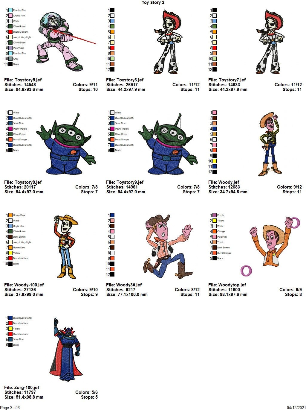 40 Toy Story Machine Embroidery Designs Pes Jef Exp Xxx Etsy UK