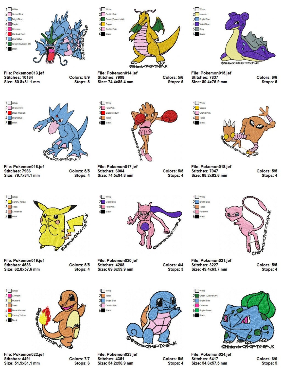 Pokemon Machine Embroidery Designs 75 Designs Instant | Etsy