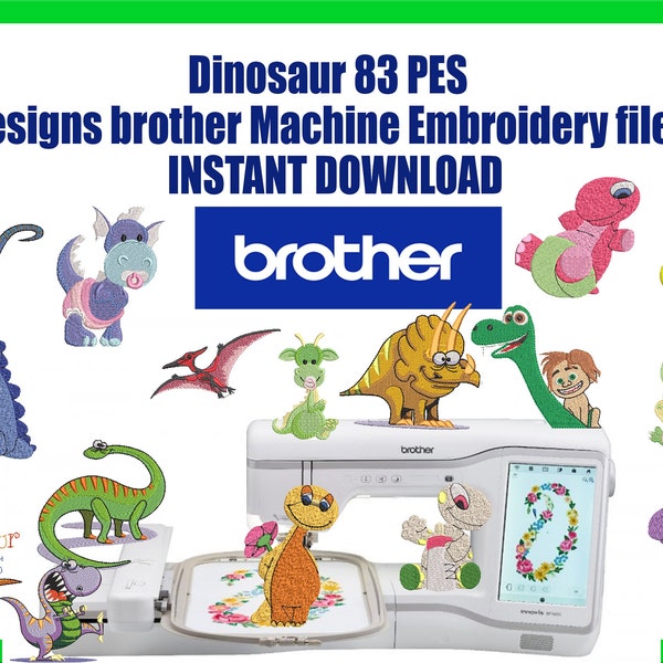 Dinosaur 83 PES designs brother Machine Embroidery files - INSTANT DOWNLOAD