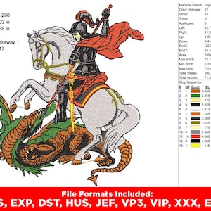 Saint George Embroidery - catholic saint – saint - George anddragon - embroidery design - saint embroidery - instant download