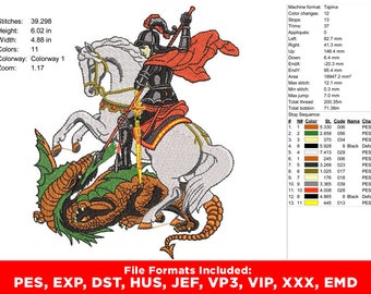 Saint George Embroidery - catholic saint – saint - George anddragon - embroidery design - saint embroidery - instant download