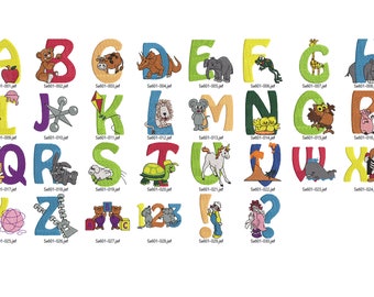 19 Collections of children's alphabets for machine - Jef - Pes - Dst - Hus