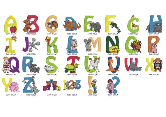 19 Collections of Children's Alphabets for Machine Jef - Etsy