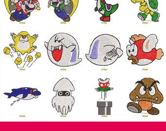 52 Embroidery Super Mario, formats included PES, HUS