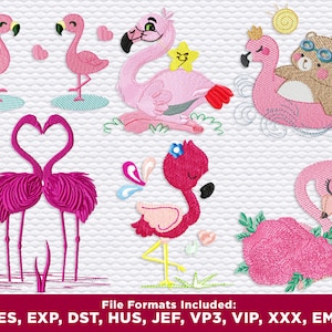 78 Designs - flamingo embroidery designs - flamingo embroidery - applique design - bird embroidery - flamingo design - instant download