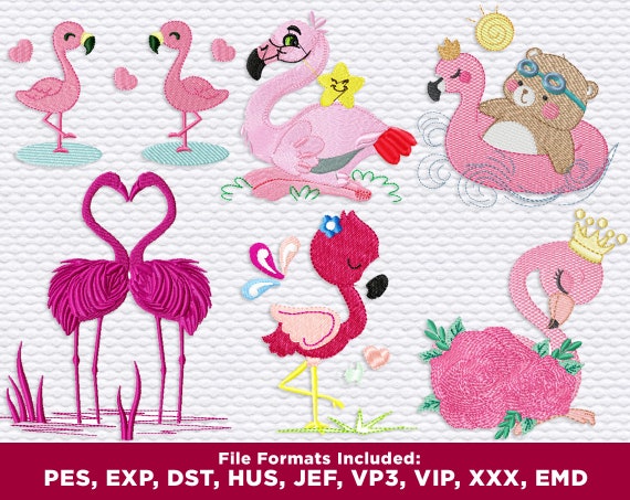 78 Designs - flamingo embroidery designs - flamingo embroidery - applique design - bird embroidery - flamingo design - instant download